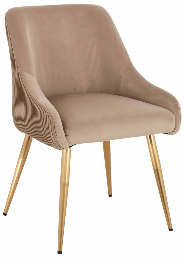 HR920 Scaun cu picioare aurii Latte din Catifea