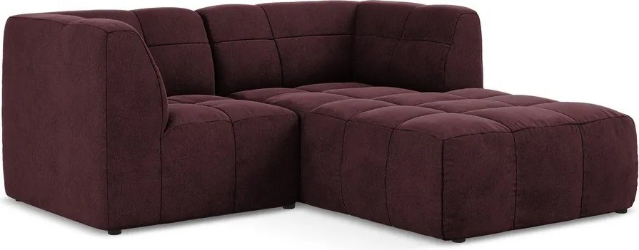 Colțar burgundy cu tapițerie din catifea (cu colț pe partea dreaptă/cu șezlong) Aloha – Makamii