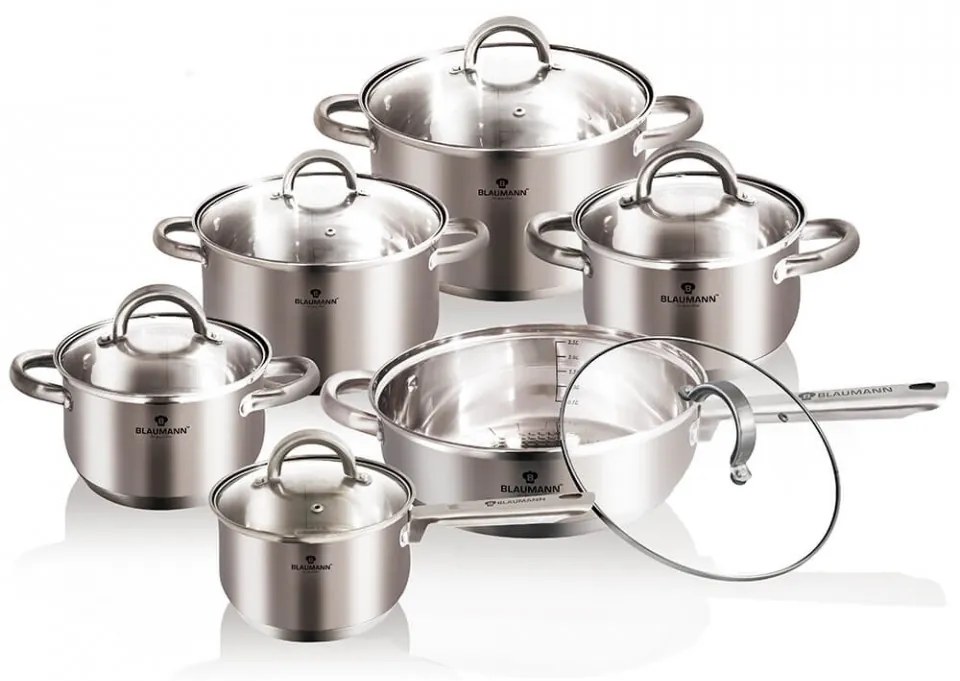 Set oale si tigai otel inoxidabil sablat (12 piese) Jumbo Gourmet Line Blaumann BL 3152