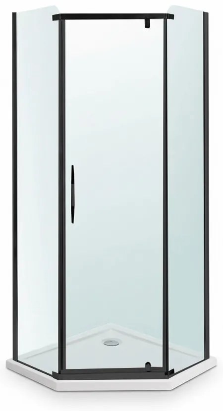 Celtic 90x90 cm cabină de duș pentagonală cu tavă de duș negru