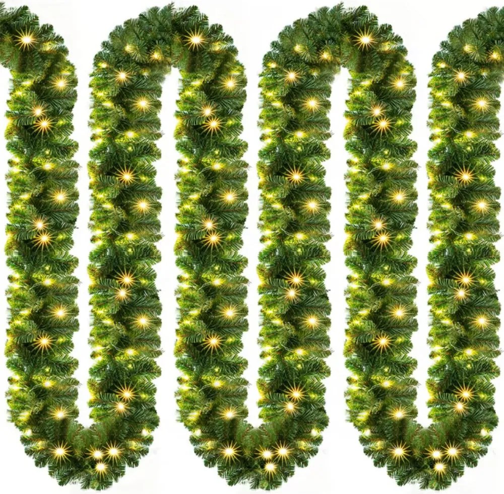 Ghirlandă de Crăciun ANDREA cu iluminare, 10m, verde Casaria