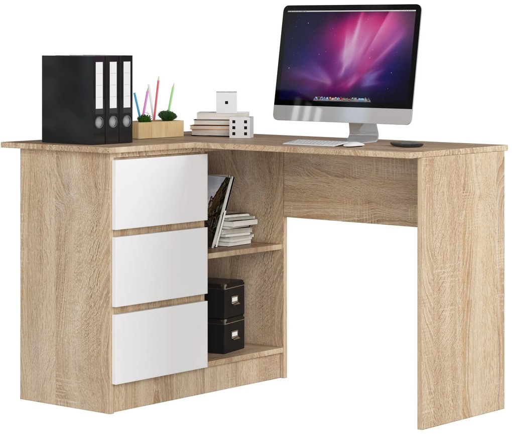 Masă PC de colț Bodhi (stejar sonoma + alb) (S). 1068825