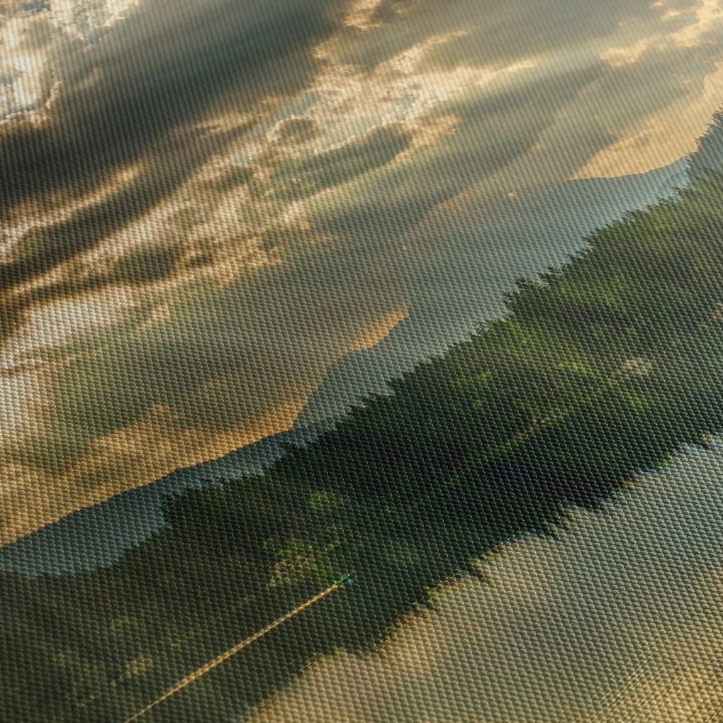 Tablou cu lac și soarele translucid (120x50 cm)