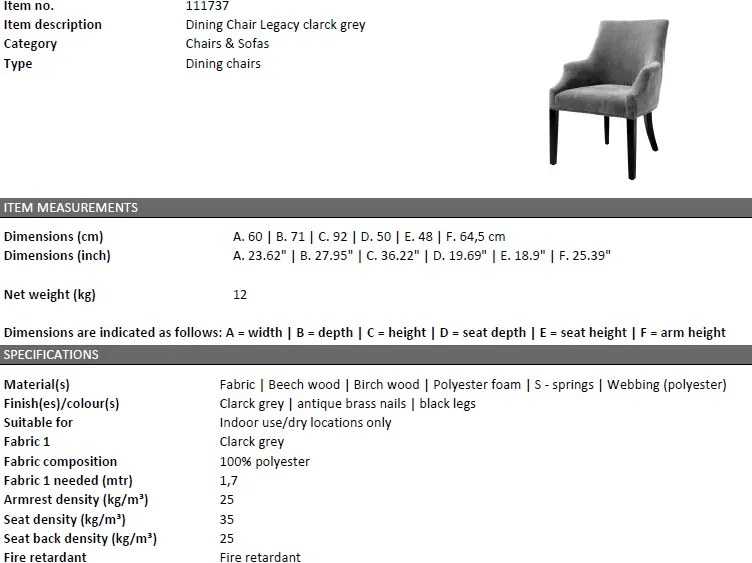 Scaun elegant design LUX Legacy, clarck grey 111737 HZ