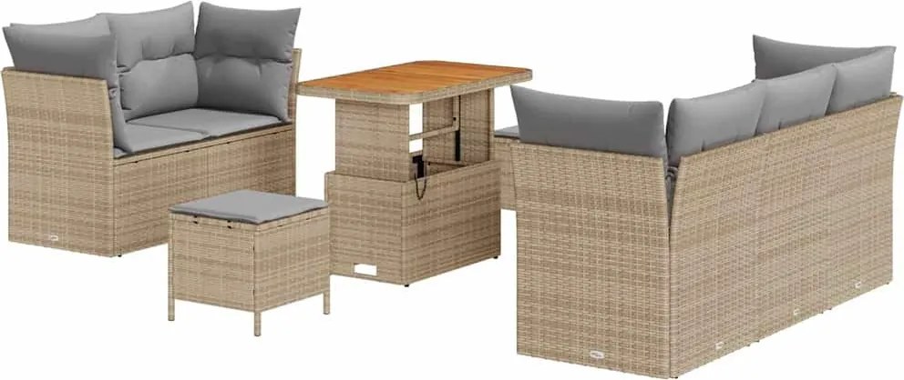 vidaXL Set de canapele pentru grădină 8 pcs Bej poliratan