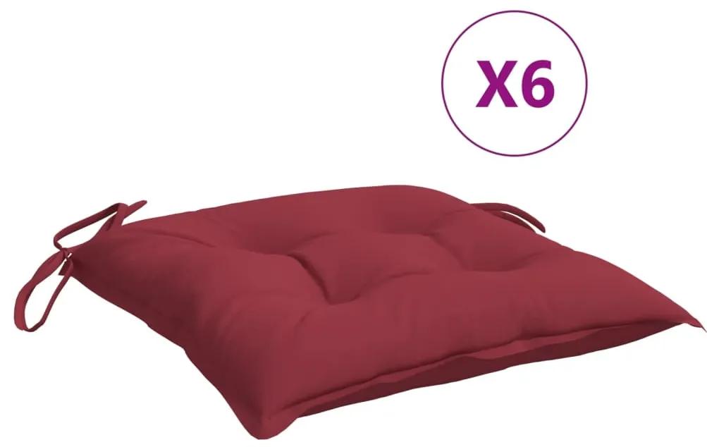 Perne de scaun, 6 buc., rosu vin, 40 x 40 x 7 cm, textil 6, Bordo, 40 x 40 x 7 cm