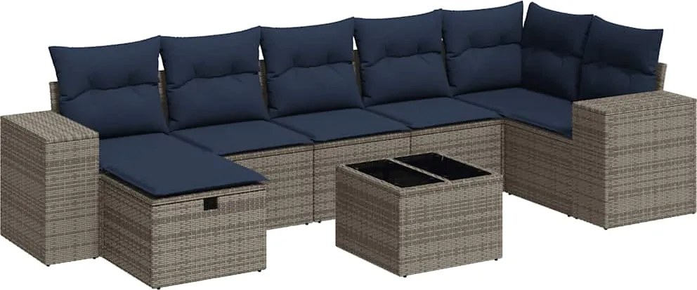 vidaXL Set canapele de grădină cu perne, 8 piese, gri, poliratan