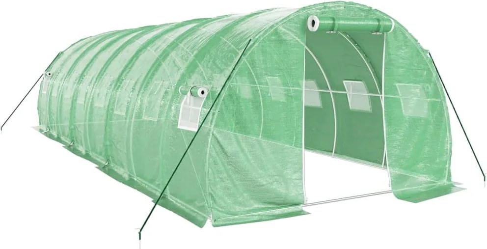 vidaXL Seră cu cadru din oțel, verde, 24 m², 8x3x2 m