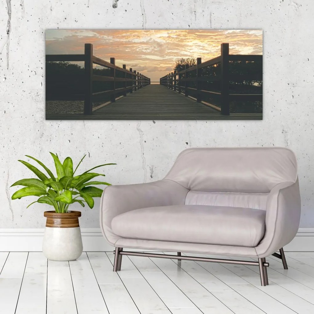 Tablou - Ponton de lemn, lac (120x50 cm)