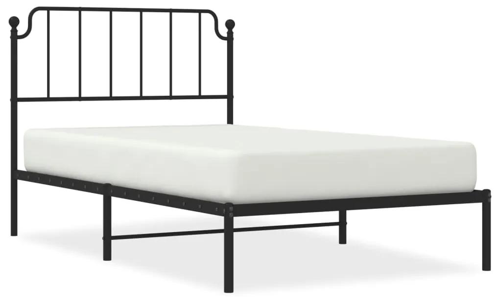 373883 vidaXL Cadru de pat din metal cu tăblie, negru, 107x203 cm