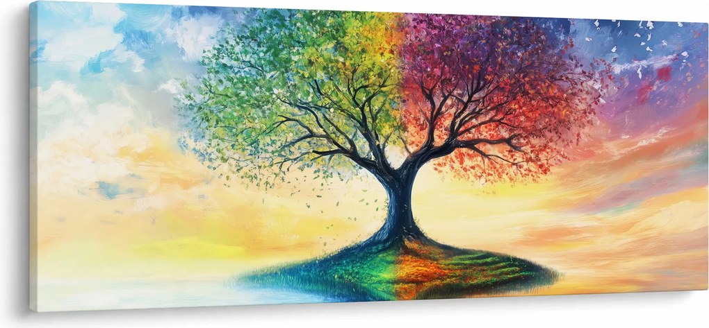 Tablou – Arbore pictat al anotimpurilor (120x50 cm)