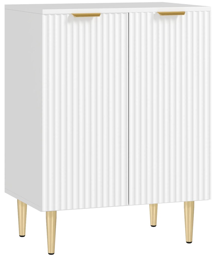 HOMCOM Bufet de bucătărie, mobilier de depozitare cu 2 uși, raft reglabil, picioare metalice ridicate, 60 x 40 x 80 cm, alb | Aosom Romania