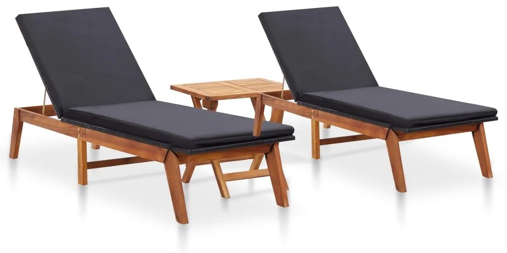 vidaXL Șezlonguri cu masă 2 buc. poliratan & lemn masiv acacia