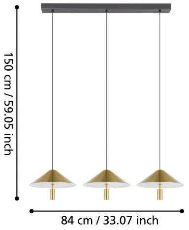 Lustră LED dimabilă pe cablu Eglo 390272 PARAGUAY 3xLED/12W/230V 3000K auriu