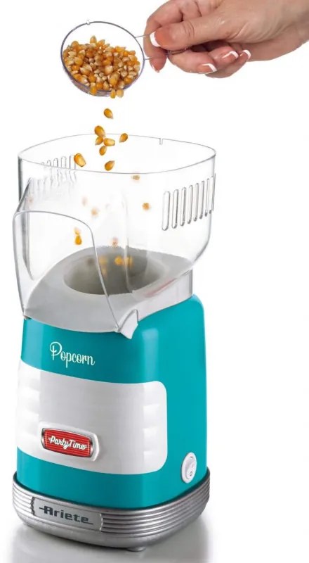 Aparat preparare popcorn cu aer cald Ariete PARTY TIME 2956/01, 1100W, Dozator, Turcoaz
