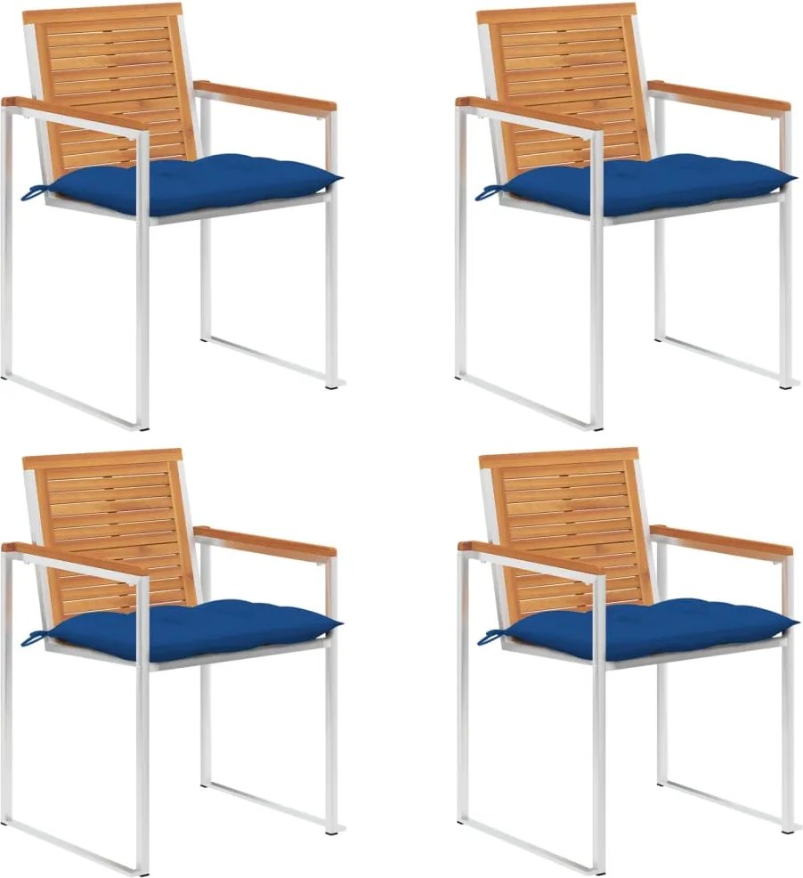 vidaXL Scaune de grădină cu perne, 4 buc., lemn masiv de acacia