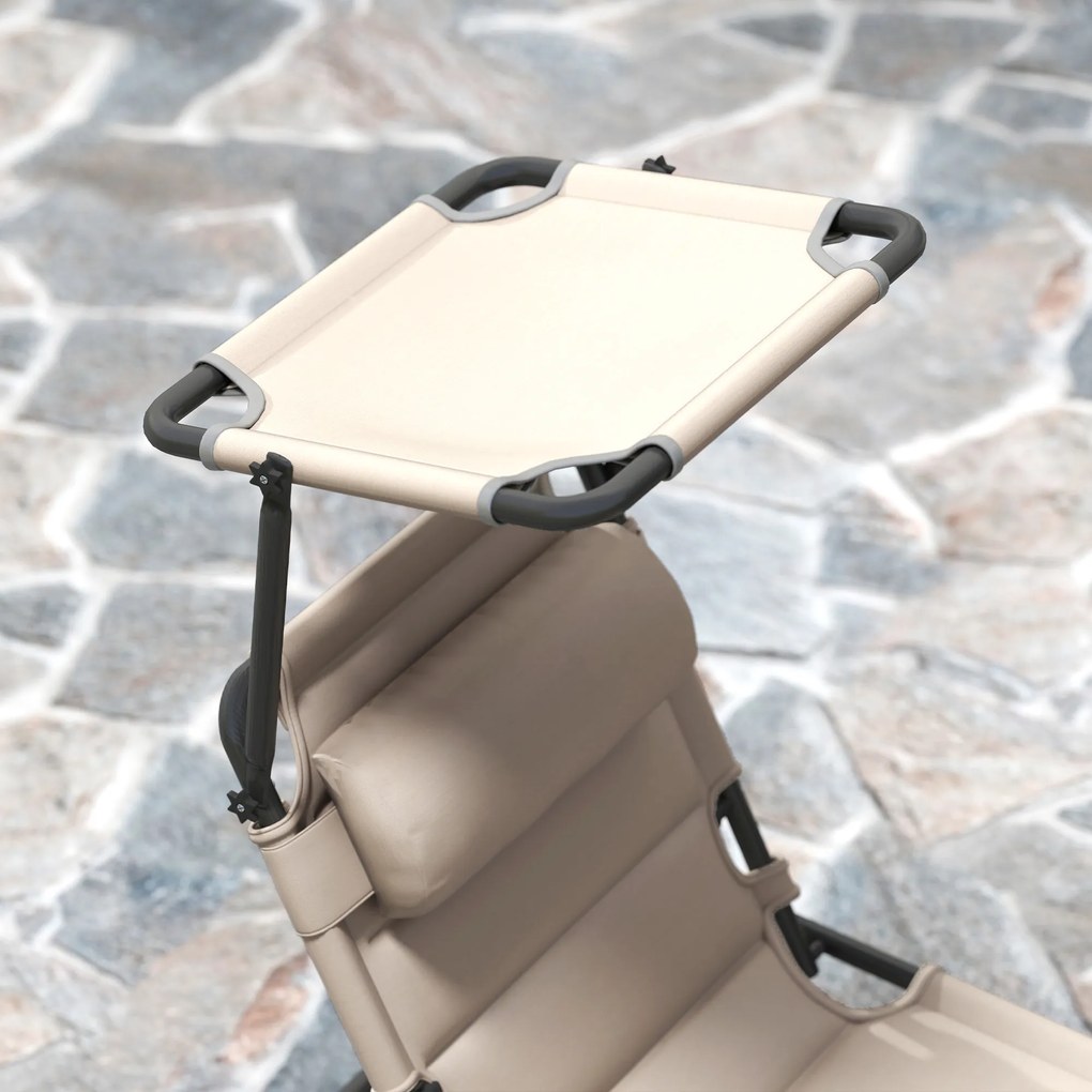 Outsunny Set de 2 șezlonguri pliabile confort sporit spătar parasolar reglabile multi-poziții, kaki | Aosom Romania