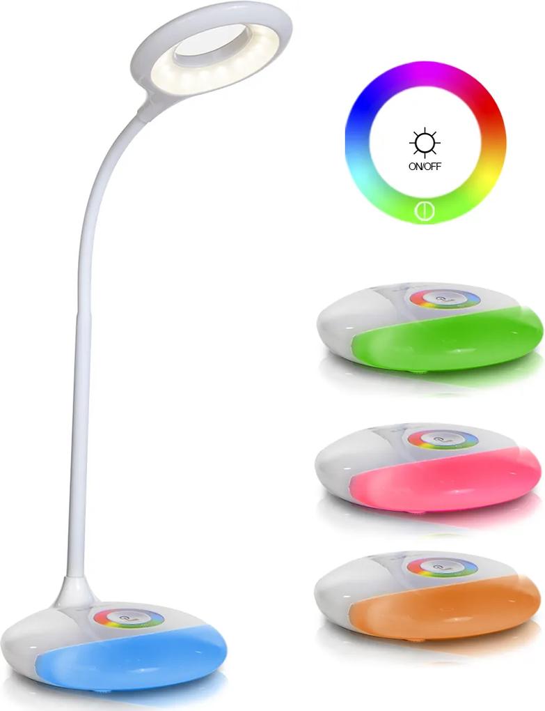 Veioza LED pentru Birou sau Camera, cu Lampa de Veghe, 2in1, RGB, intensitate si culoare reglabila, USB