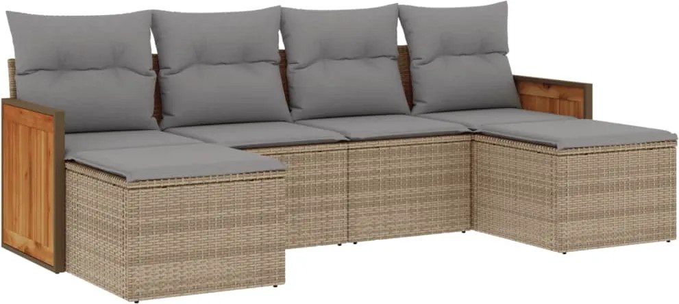 vidaXL Set canapele de grădină cu perne, 6 piese, bej, poliratan