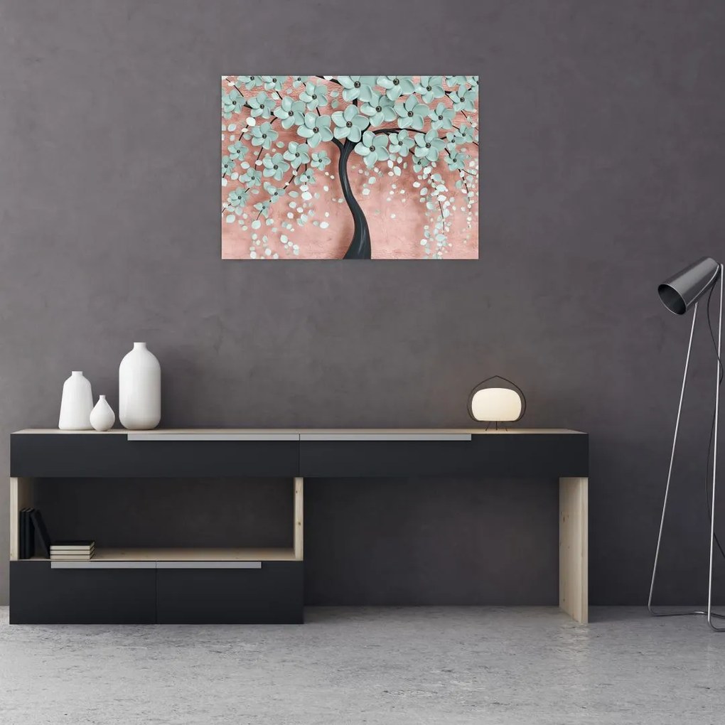 Tablou - Flori albastre în pastel (70x50 cm)