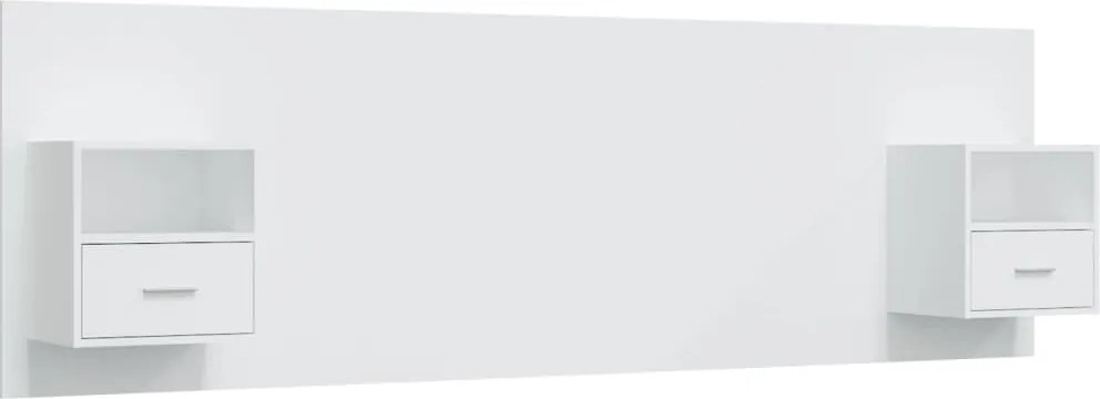 vidaXL Tăblie de pat cu dulapuri, alb extralucios, lemn prelucrat