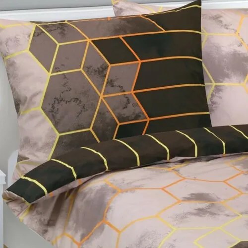 Lenjerie de pat din bumbac Bellatex Fagure maro,bej , 140 x 200, 70 x 90 cm