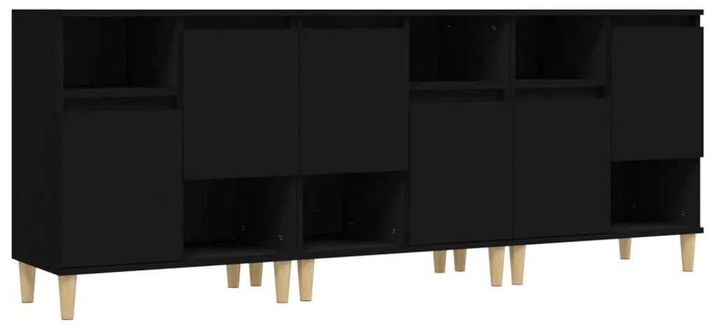 3185736 vidaXL Servante, 3 buc, negru, 60x35x70 cm, lemn prelucrat