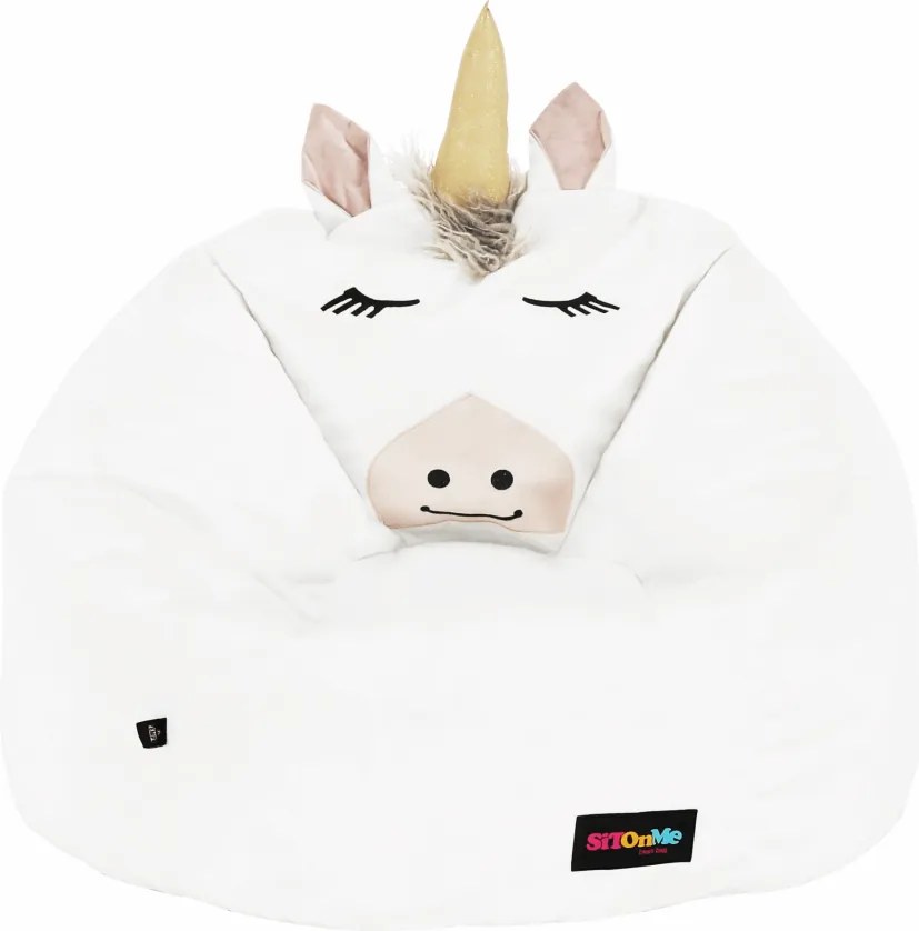 Fotoliu tip sac unicorn, alb, INOROG