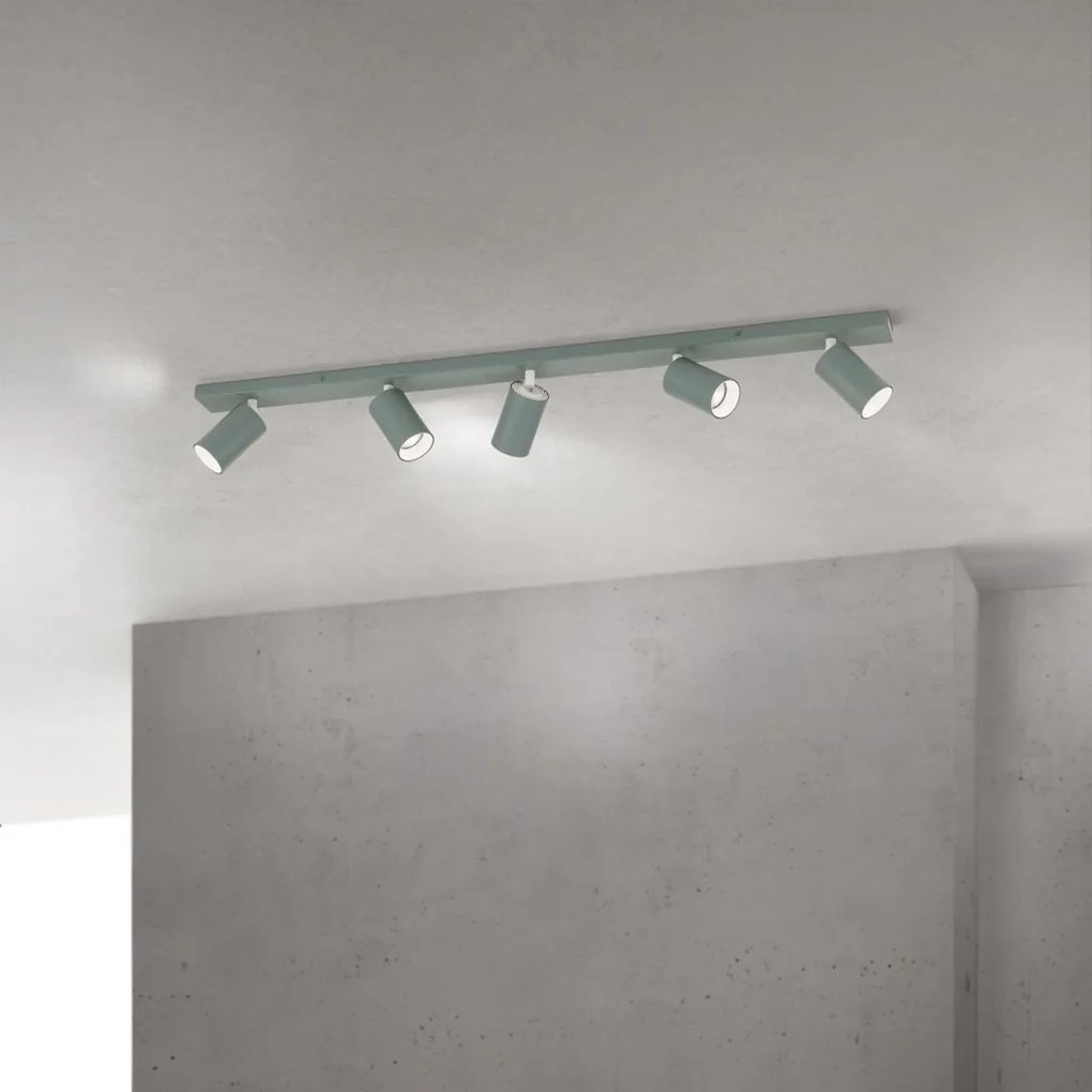 Plafoniera cu 5 spoturi directionabile stil minimalist PENN, verde deschis