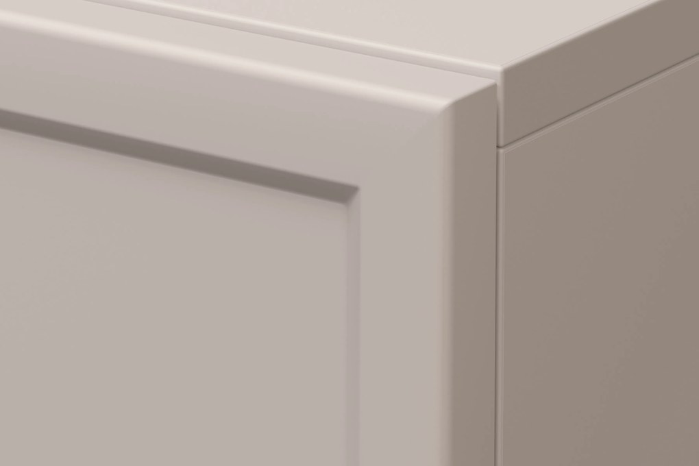 Comodă TV Lorini 150 cm cu sertare - culoare cașmir / mânere și cadru negre