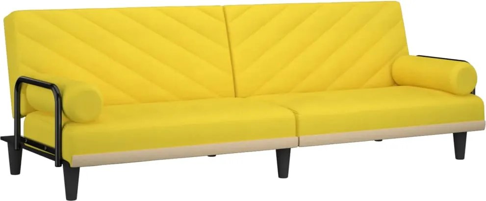 vidaXL Canapea extensibilă cu cotiere, galben deschis, textil