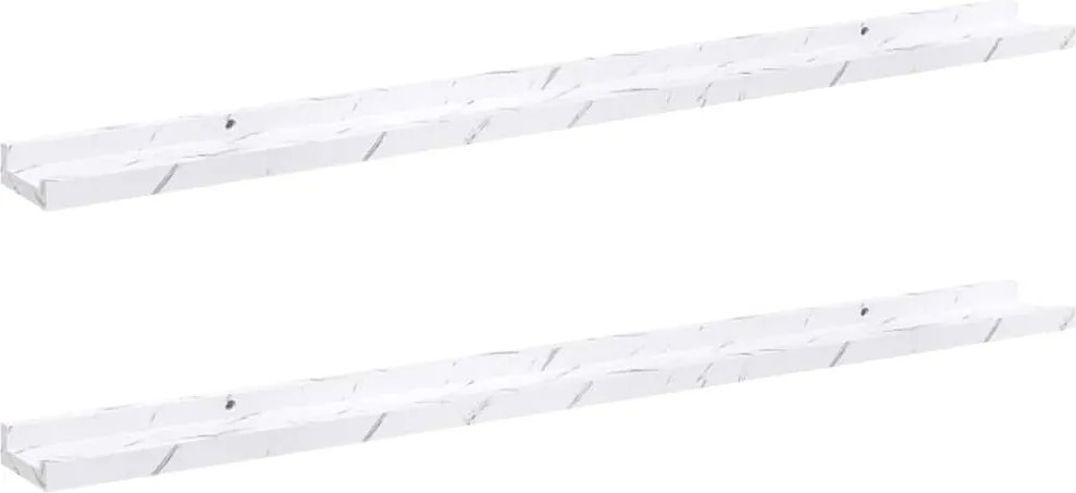 vidaXL Raft de perete 2 pcs Marmură albă 100 x 9 x 3 cm Lemn compozit