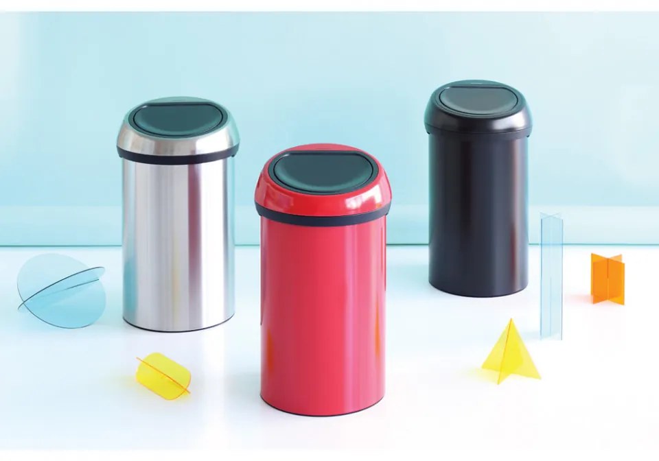 Coș de gunoi Brabantia Touch Bin 60L, Brilliant Steel, capac negru 647253