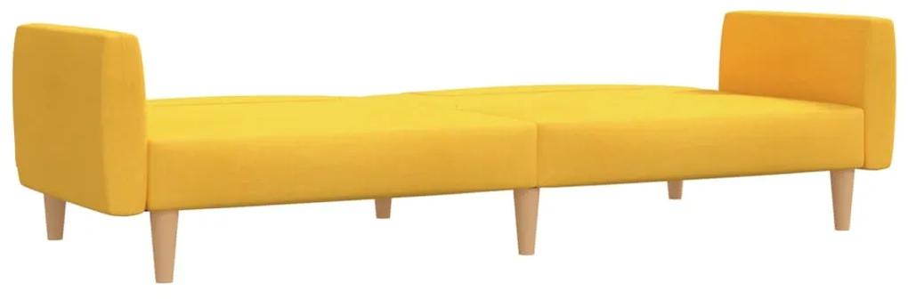 Canapea pat cu 2 locuri, cu taburet, galben, textil Galben, Cu suport de picioare