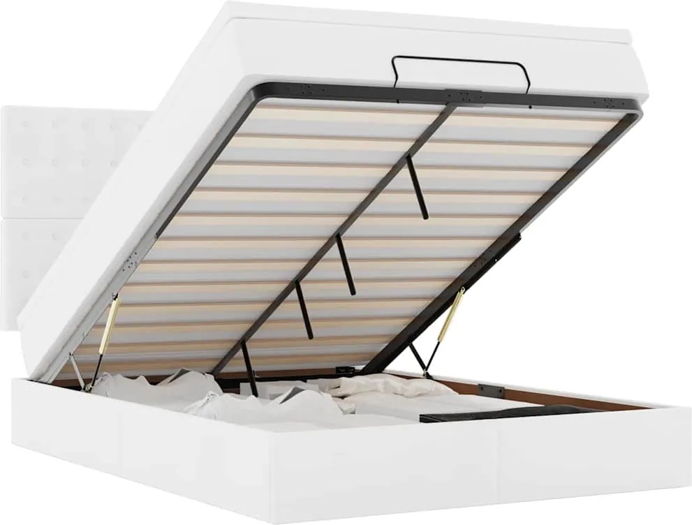 vidaXL Cadru de pat otoman cu saltea alb 140x190 cm piele artificială