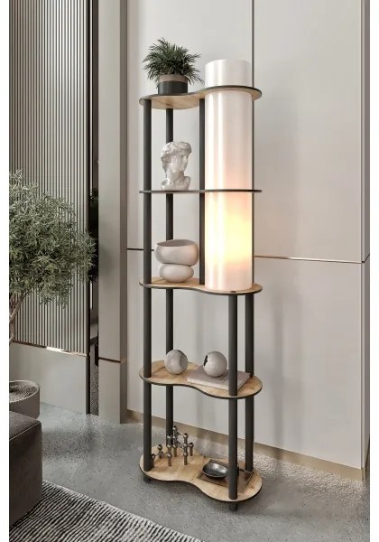 Lampă de podea NOTO cu polițe, 1xE27/40W/230V, bej/negru