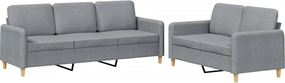 vidaXL Set de canapele cu perne, 2 piese, gri deschis, textil