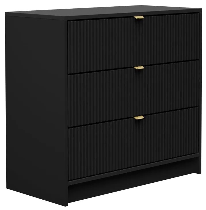 Comodă Rozoma 3SZ (Negru molet + auriu) . 1103674
