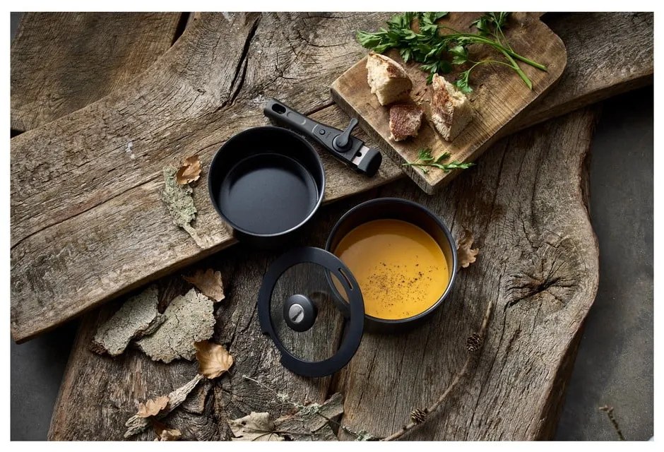 Set de cratițe cu mâner detașabil cu capac/cu suprafață antiaderentă 2 buc. din aluminiu 2,4 l – Holm