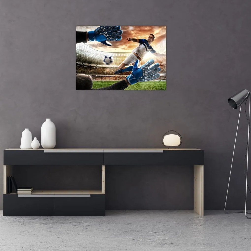 Tablou pe sticlă - Fotbalist (70x50 cm)