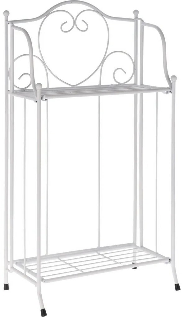 Suport de flori din metal Florența alb, 34 x 65 x 18 cm