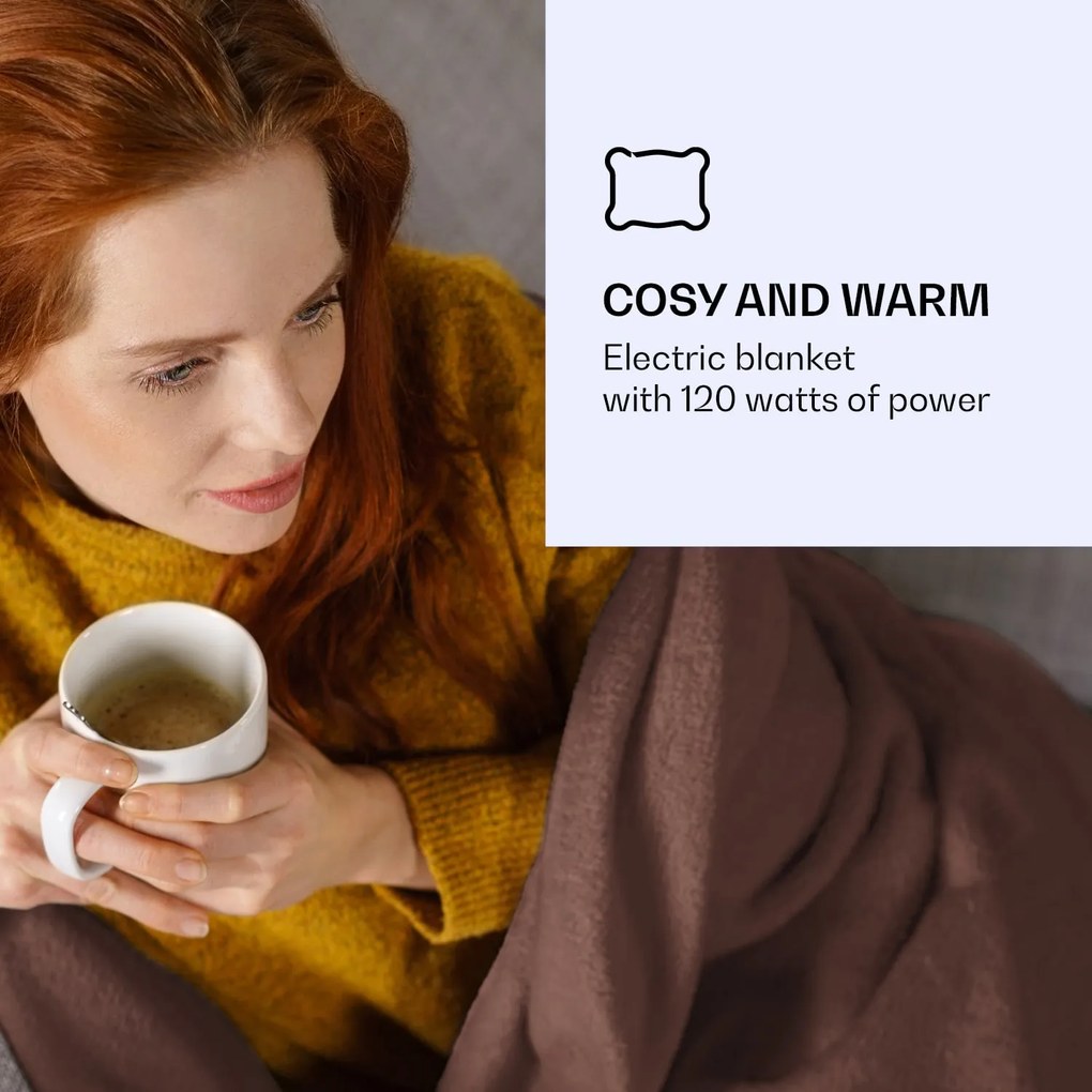 Klarstein Dr. Watson XXL, Pătură electrică, 3 niveluri de putere, Lavabilă, 200 x 180 cm, Micro Plush