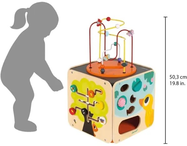 Janod - Cub interactiv cu labirint MULTI ACTIVITY