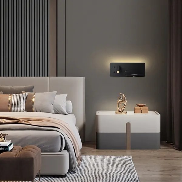 Aplică LED cu raft, USB și funcție de încărcare fără fir Immax 08287L LED/3W/230V + LED/3W