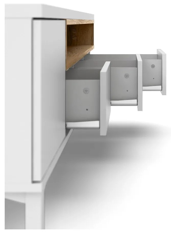 Comodă TV albă 156x48x48 cm Roomers – Tvilum