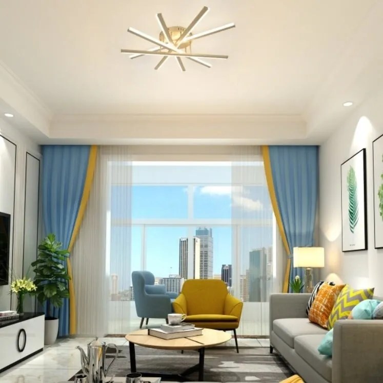 Lustră LED Auriu cu Telecomandă – 95W, 5 Surse de Iluminare, Intensitate Reglabilă, 3 Tipuri de Lumină