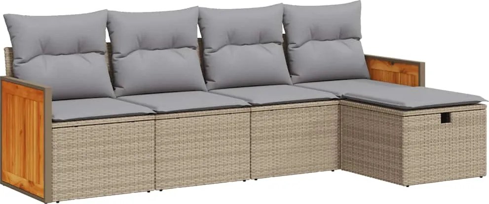 vidaXL Set canapele de grădină cu perne, 5 piese, bej, poliratan