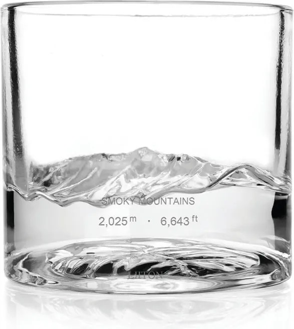 Set pahare pentru whisky LIITON 1009931 Smoky Mountain, 230 ml, 2 buc, Fund 3D Great Smoky Mountain, Transparent