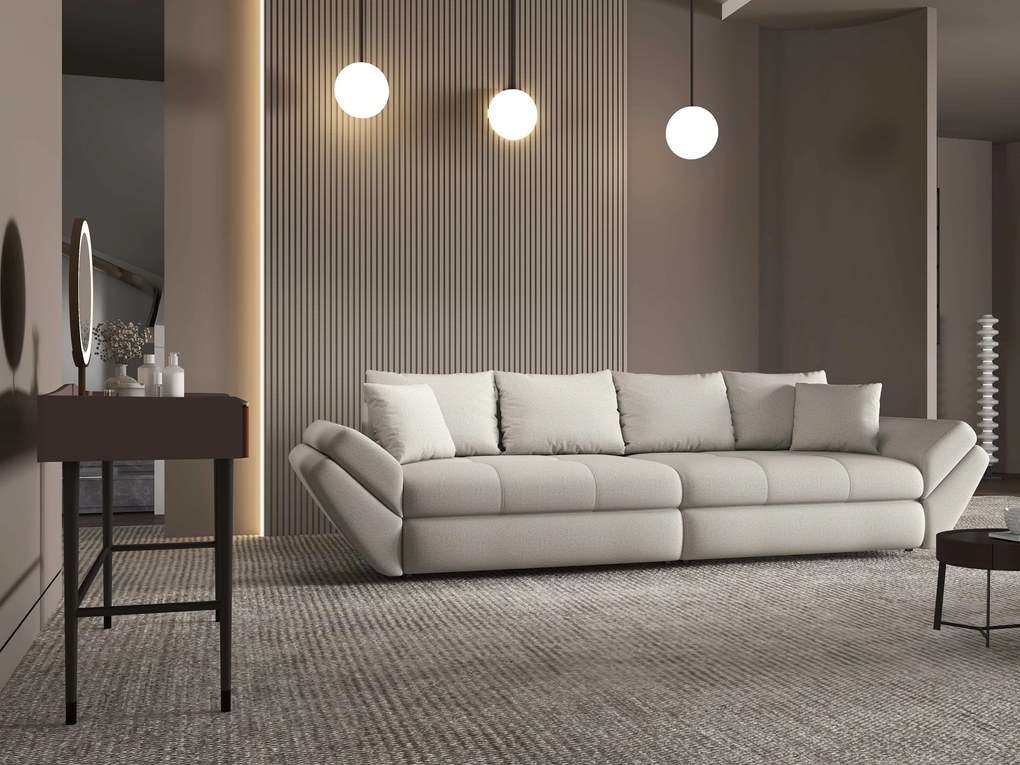 Canapea extensibilă dumonde cu ladă de depozitare si sezut confortabil din spuma high-density, Loana Enjoy Bej 300x100 cm
