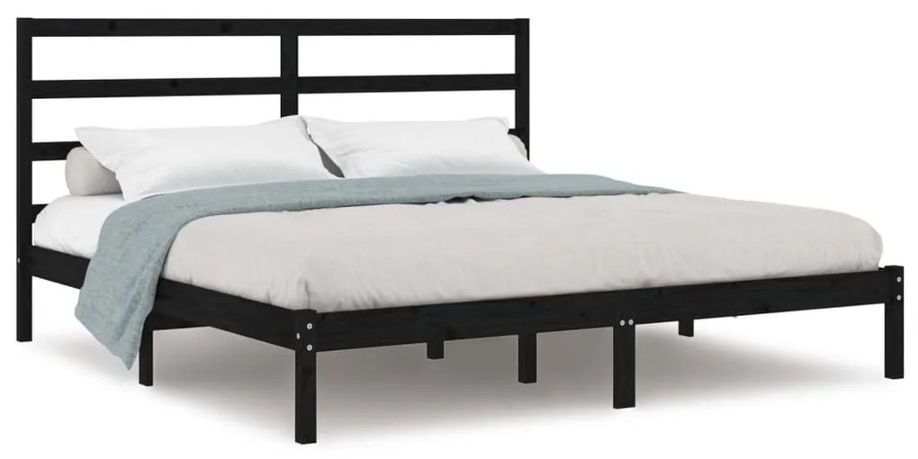 3104957 vidaXL Cadru de pat, negru, 200x200 cm, lemn masiv de pin